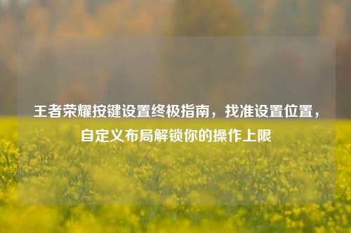 王者荣耀按键设置终极指南,找准设置位置,自定义布局解锁你的操作上限