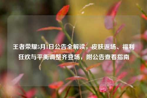 王者荣耀5月1日公告全解读,皮肤返场、福利狂欢与平衡调整齐登场,附公告查看指南