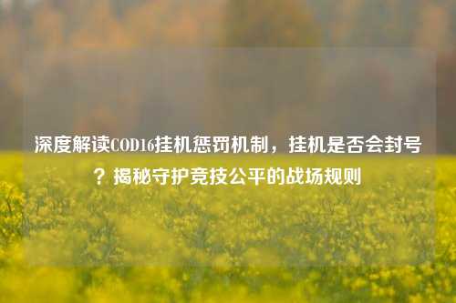 深度解读COD16挂机惩罚机制，挂机是否会封号？揭秘守护竞技公平的战场规则