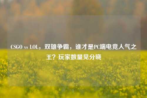 CSGO vs LOL，双雄争霸，谁才是PC端电竞人气之王？玩家数量见分晓