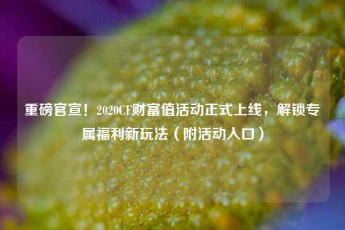 重磅官宣！2020CF财富值活动正式上线，解锁专属福利新玩法（附活动入口）