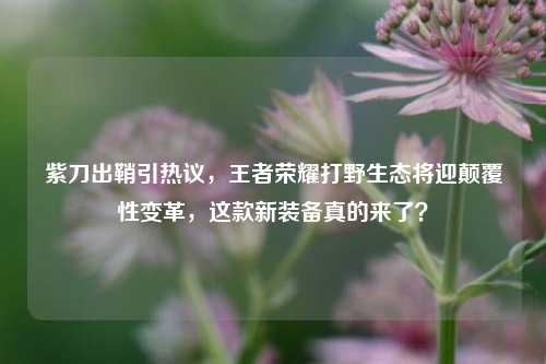 紫刀出鞘引热议，王者荣耀打野生态将迎颠覆性变革，这款新装备真的来了？