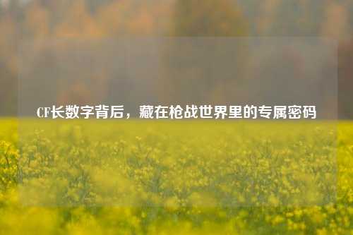 CF长数字背后,藏在枪战世界里的专属密码
