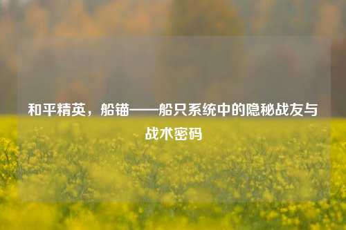 和平精英,船锚——船只系统中的隐秘战友与战术密码