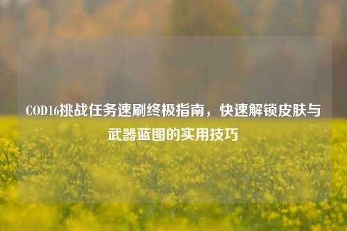 COD16挑战任务速刷终极指南,快速解锁皮肤与武器蓝图的实用技巧