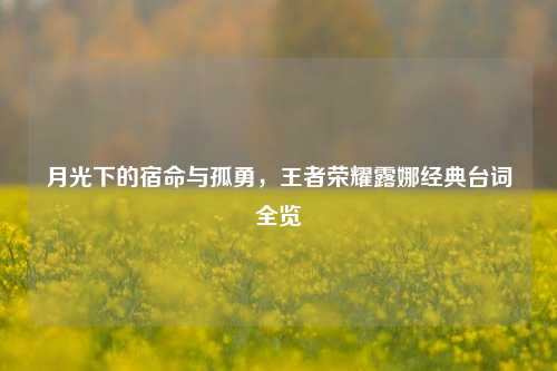 月光下的宿命与孤勇,王者荣耀露娜经典台词全览