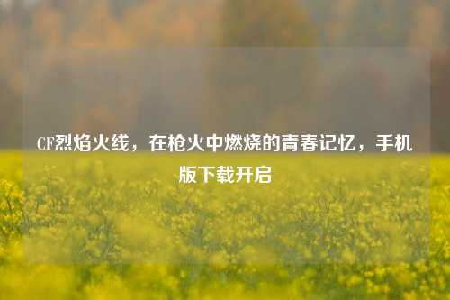 CF烈焰火线，在枪火中燃烧的青春记忆，手机版下载开启