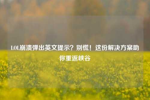 LOL崩溃弹出英文提示？别慌！这份解决方案助你重返峡谷