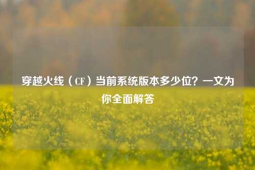 穿越火线(CF)当前系统版本多少位?一文为你全面解答