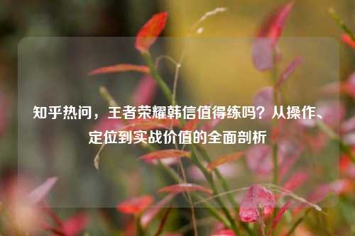知乎热问，王者荣耀韩信值得练吗？从操作、定位到实战价值的全面剖析