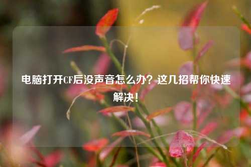 电脑打开CF后没声音怎么办？这几招帮你快速解决！