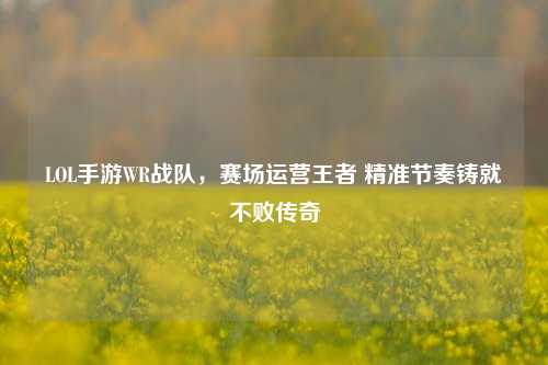 LOL手游WR战队,赛场运营王者 精准节奏铸就不败传奇