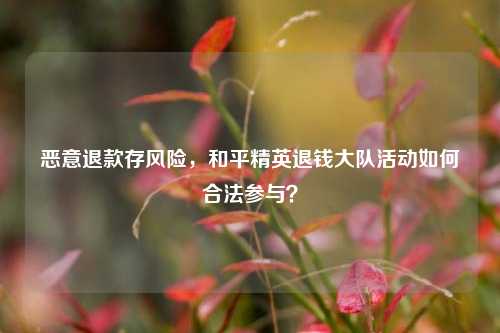恶意退款存风险，和平精英退钱大队活动如何合法参与？