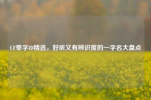 CF单字ID精选,好听又有辨识度的一字名大盘点
