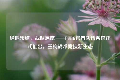 绝地集结，战队启航——PUBG官方队伍系统正式推出，重构战术竞技新生态