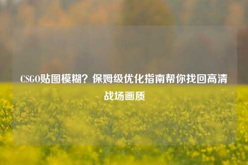 CSGO贴图模糊？保姆级优化指南帮你找回高清战场画质