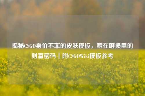 揭秘CSGO身价不菲的皮肤模板，藏在磨损里的财富密码｜附CSGOWiki模板参考