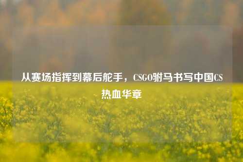 从赛场指挥到幕后舵手，CSGO驸马书写中国CS热血华章