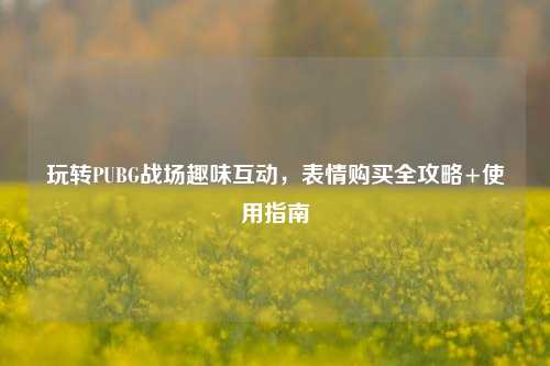 玩转PUBG战场趣味互动，表情购买全攻略+使用指南