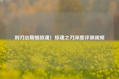 利刃出鞘慑敌魂！惊魂之刃深度评测视频