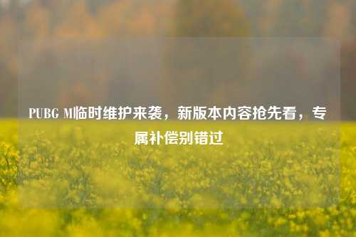 PUBG M临时维护来袭，新版本内容抢先看，专属补偿别错过