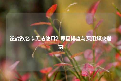 逆战改名卡无法使用？原因排查与实用解决指南