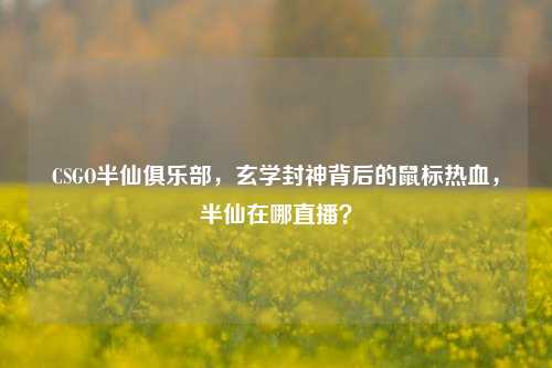 CSGO半仙俱乐部，玄学封神背后的鼠标热血，半仙在哪直播？