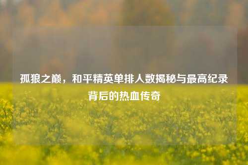 孤狼之巅，和平精英单排人数揭秘与最高纪录背后的热血传奇