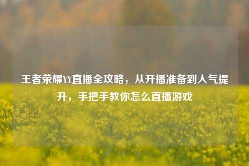 王者荣耀YY直播全攻略，从开播准备到人气提升，手把手教你怎么直播游戏