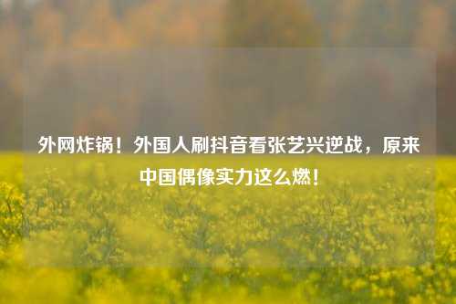 外网炸锅！外国人刷抖音看张艺兴逆战，原来中国偶像实力这么燃！