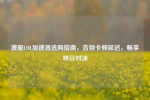 澳服LOL加速器选购指南,告别卡顿延迟,畅享峡谷对决