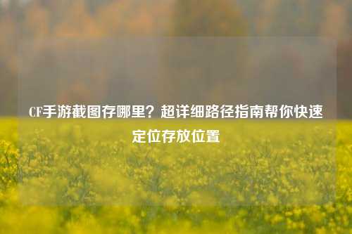 CF手游截图存哪里？超详细路径指南帮你快速定位存放位置