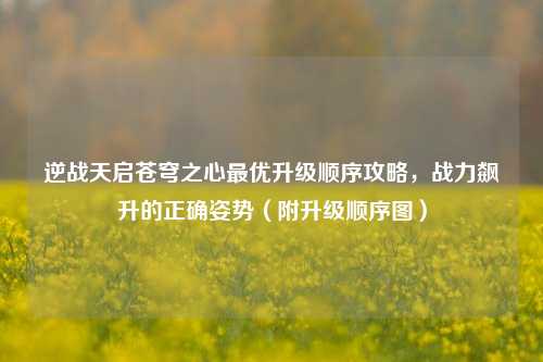 逆战天启苍穹之心最优升级顺序攻略，战力飙升的正确姿势（附升级顺序图）