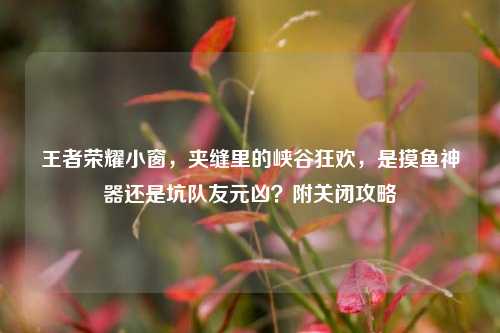 王者荣耀小窗,夹缝里的峡谷狂欢,是摸鱼神器还是坑队友元凶?附关闭攻略