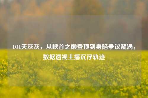 LOL天灰灰，从峡谷之巅登顶到身陷争议漩涡，数据透视主播沉浮轨迹