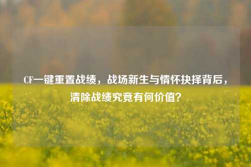 CF一键重置战绩,战场新生与情怀抉择背后,清除战绩究竟有何价值?