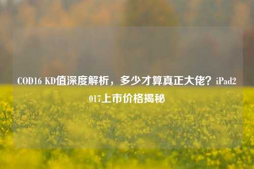 COD16 KD值深度解析，多少才算真正大佬？iPad2017上市价格揭秘