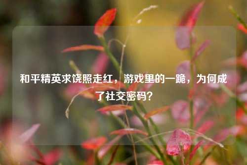 和平精英求饶照走红,游戏里的一跪,为何成了社交密码?