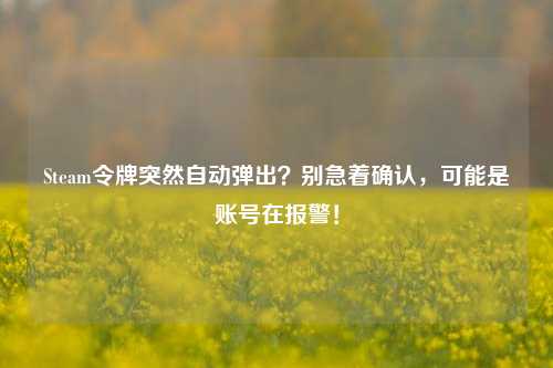 Steam令牌突然自动弹出？别急着确认，可能是账号在报警！