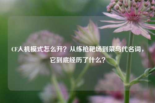 CF人机模式怎么开？从练枪靶场到菜鸟代名词，它到底经历了什么？