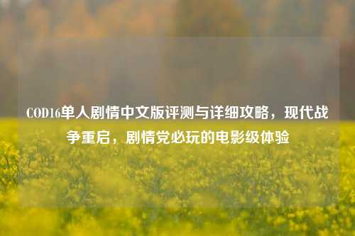COD16单人剧情中文版评测与详细攻略，现代战争重启，剧情党必玩的电影级体验