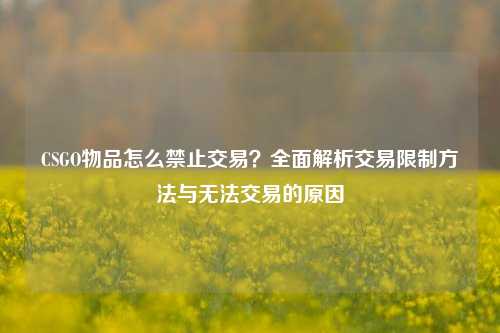 CSGO物品怎么禁止交易？全面解析交易限制方法与无法交易的原因