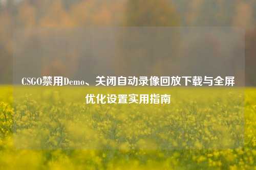 CSGO禁用Demo、关闭自动录像回放下载与全屏优化设置实用指南