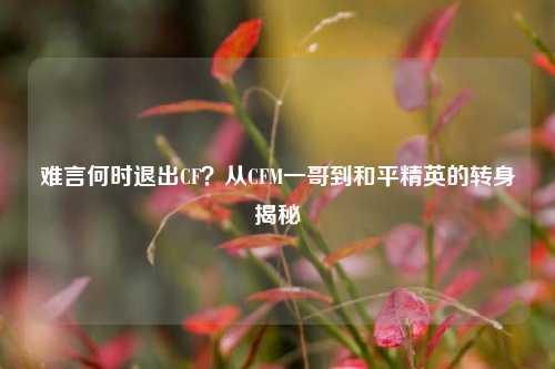 难言何时退出CF？从CFM一哥到和平精英的转身揭秘