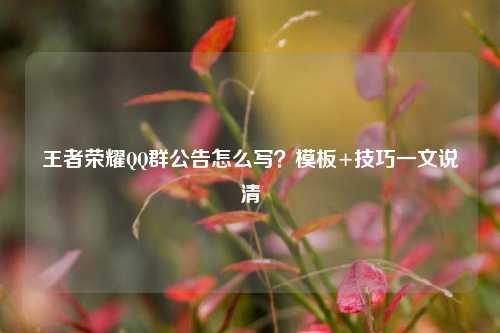 王者荣耀QQ群公告怎么写？模板+技巧一文说清
