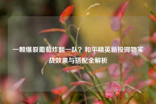 一颗爆裂葡萄炸翻一队？和平精英新投掷物实战效果与搭配全解析