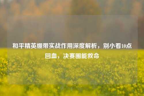 和平精英绷带实战作用深度解析,别小看10点回血,决赛圈能救命