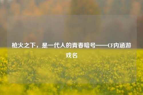 枪火之下，是一代人的青春暗号——CF内涵游戏名