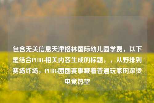 包含无关信息天津格林国际幼儿园学费，以下是结合PUBG相关内容生成的标题，，从野排到赛场炸场，PUBG团团赛事藏着普通玩家的滚烫电竞热望