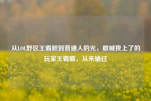 从LOL野区王霸胆到普通人的光，敢喊我上了的玩家王霸霸，从未输过